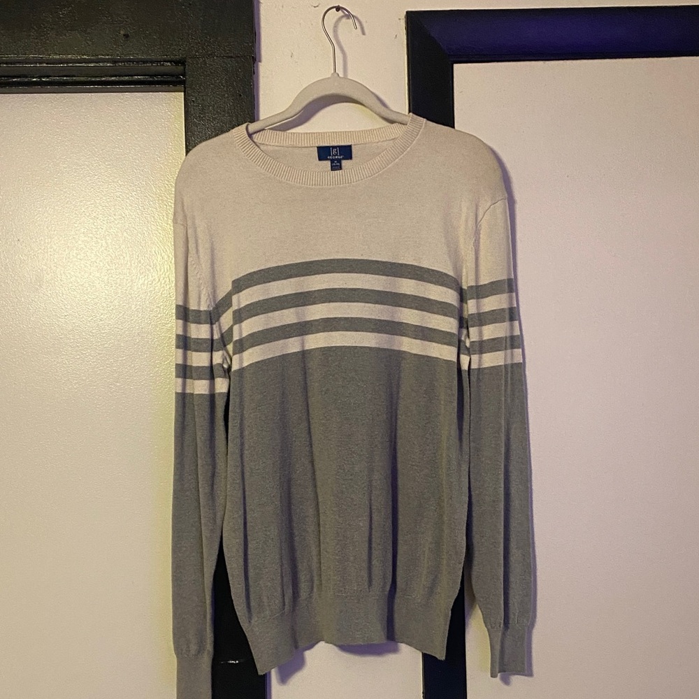 George Men's Crewneck Sweater in Gray and Cream